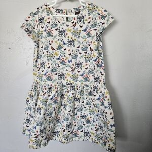 Tea Girls 7 Blue White Butterfly Floral Ruffled Tiered Sundress Colorful Girly